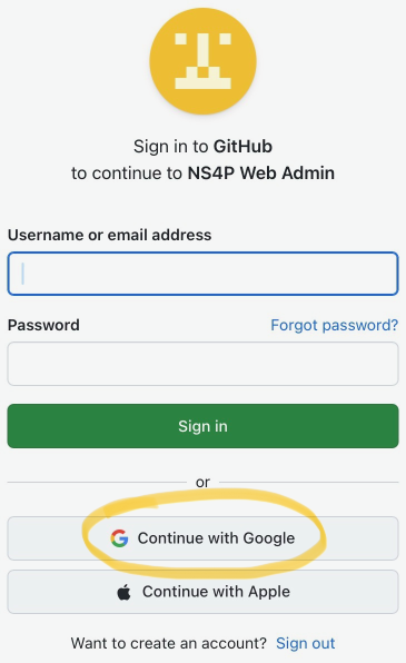 Github Login Screen